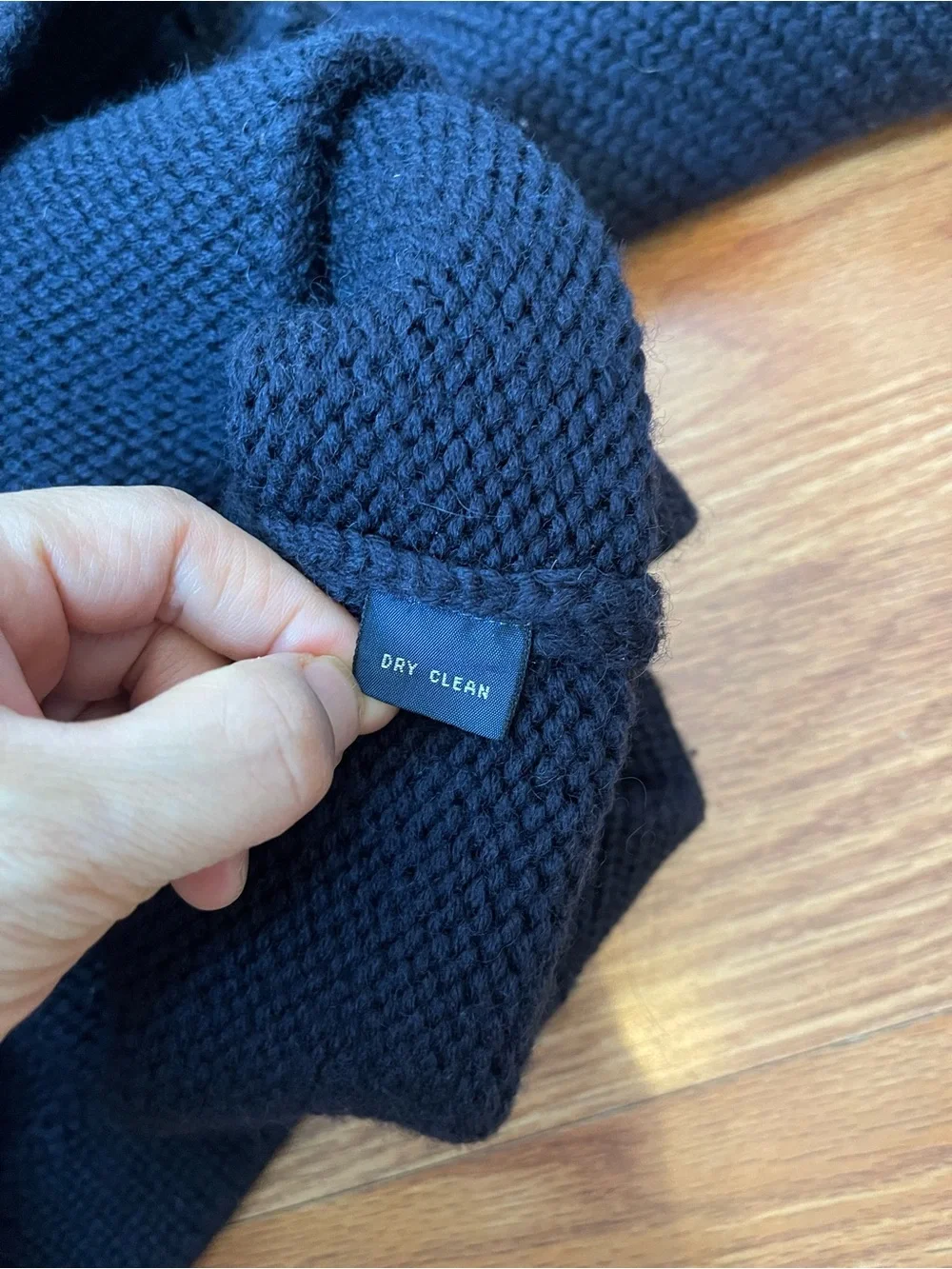 Vintage Polo Ralph Lauren Navy Blue 100% Wool shawcollar Chunky cardigan size M